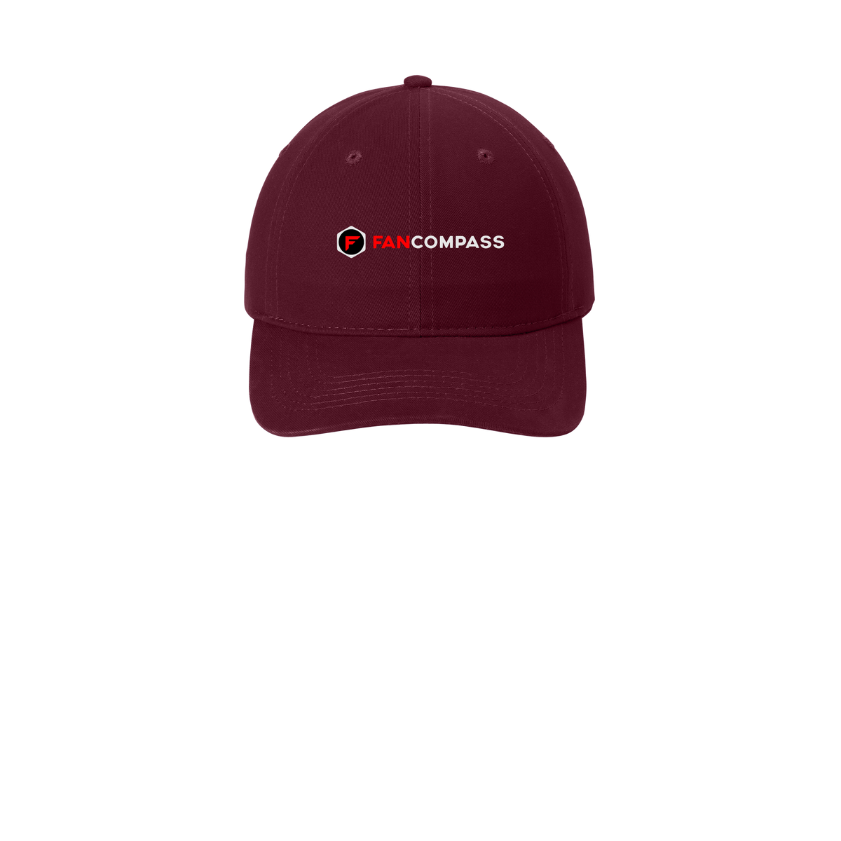 fancompass-low-profile-dad-cap-embroidery-capfront-CP77-maroon-flat-front