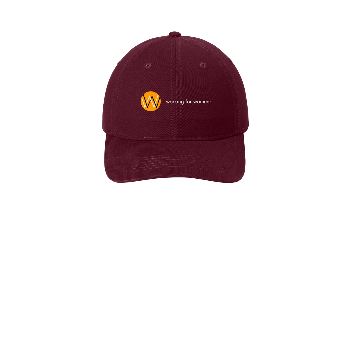 workingforwomen-low-profile-dad-cap-embroidery-capfront-CP77-maroon-flat-front