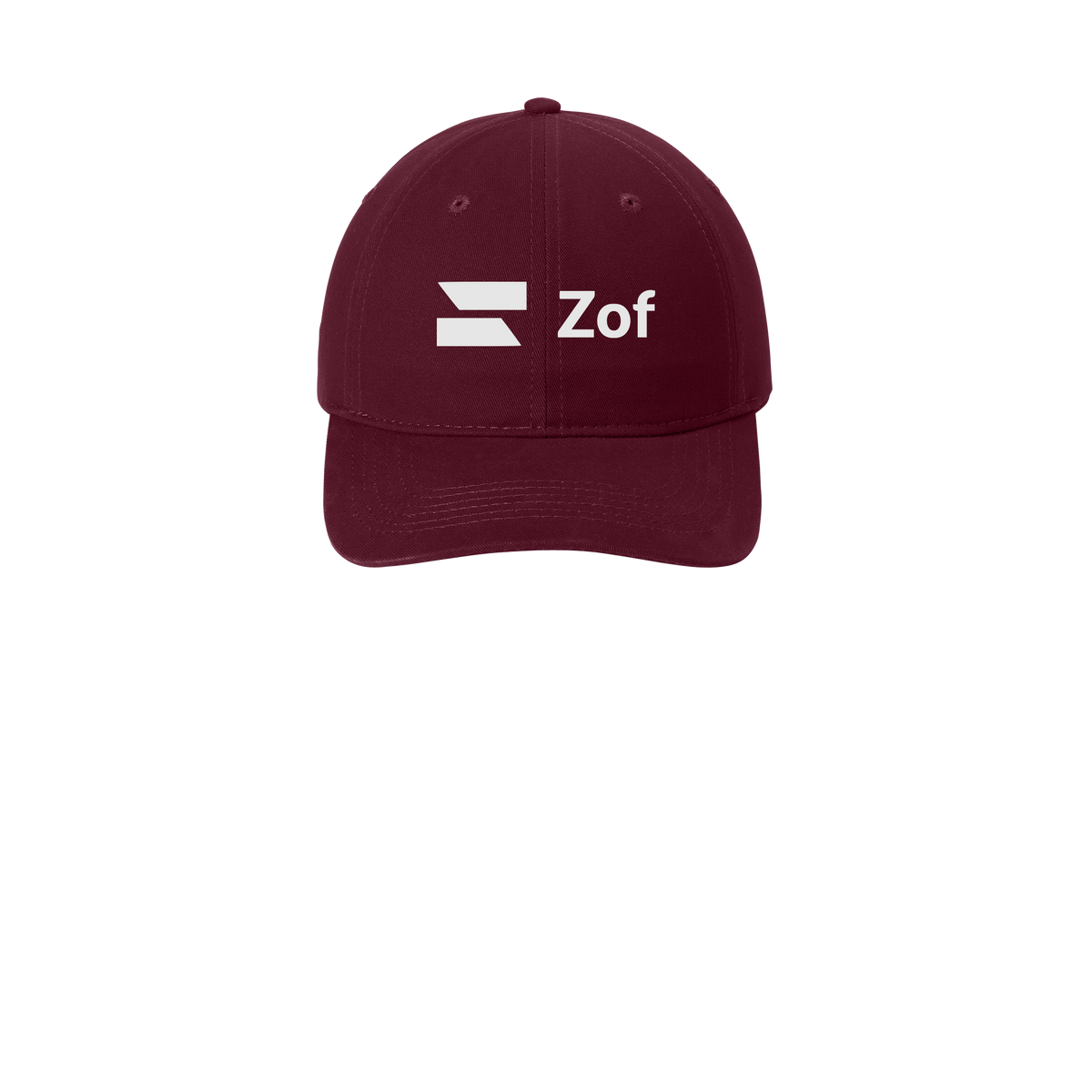 zof-low-profile-dad-cap-embroidery-capfront-CP77-maroon-flat-front
