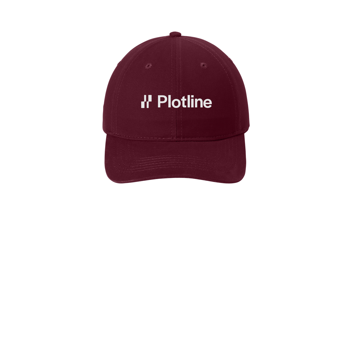plotline-low-profile-dad-cap-embroidery-capfront-CP77-maroon-flat-front