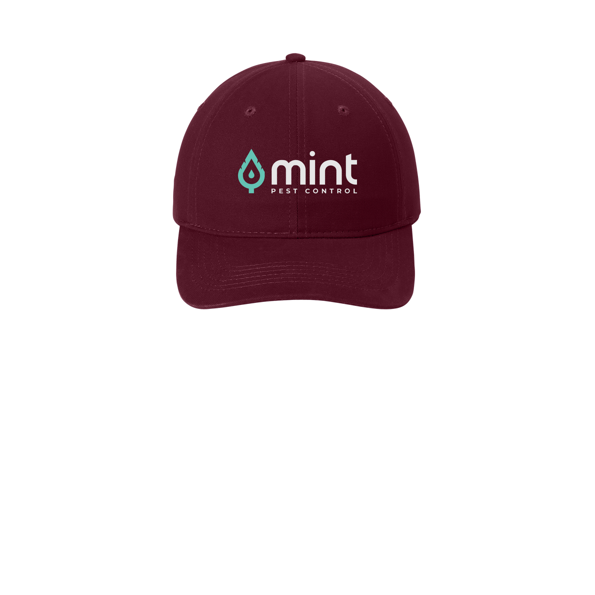 mintpest-low-profile-dad-cap-embroidery-capfront-CP77-maroon-flat-front