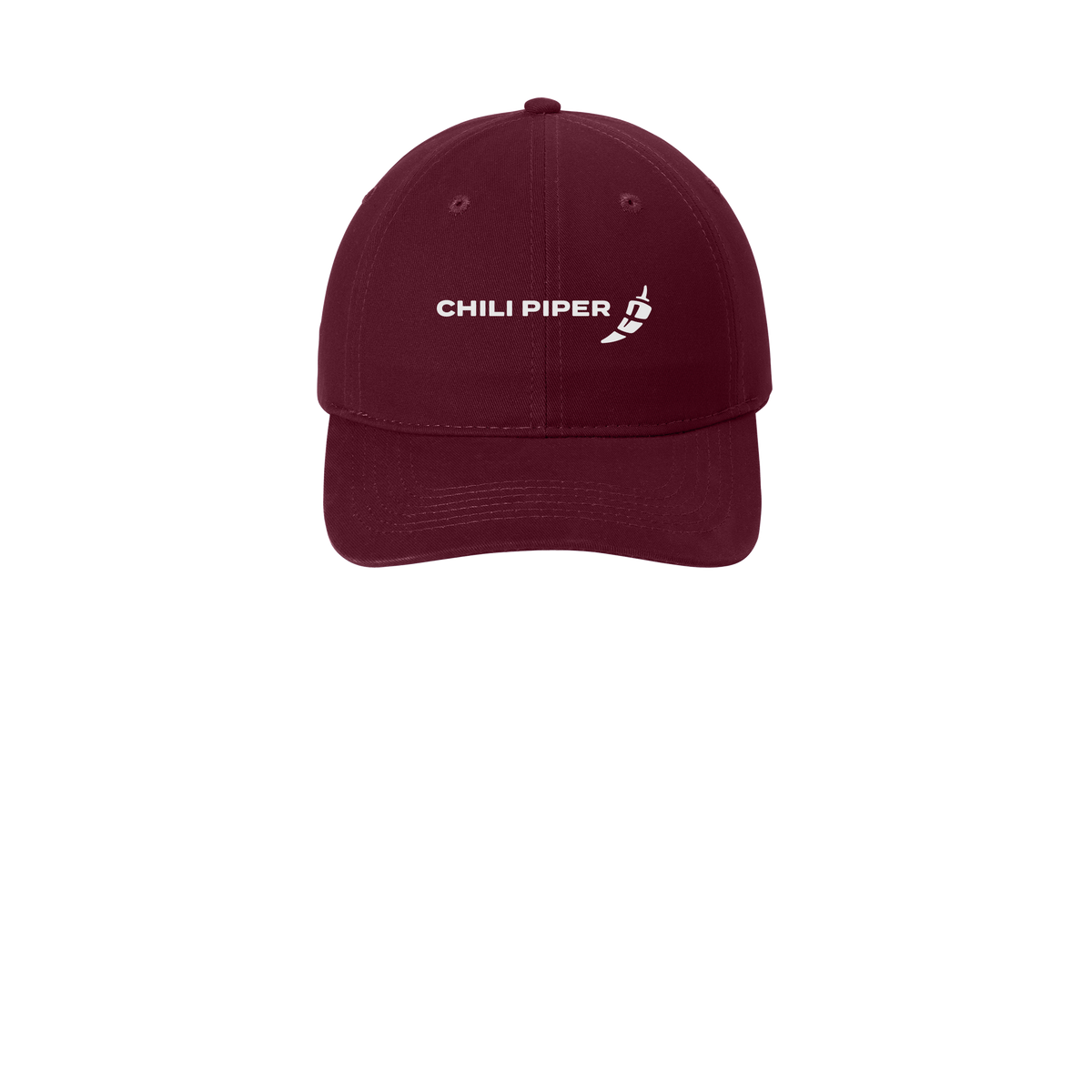 chilipiper-low-profile-dad-cap-embroidery-capfront-CP77-maroon-flat-front