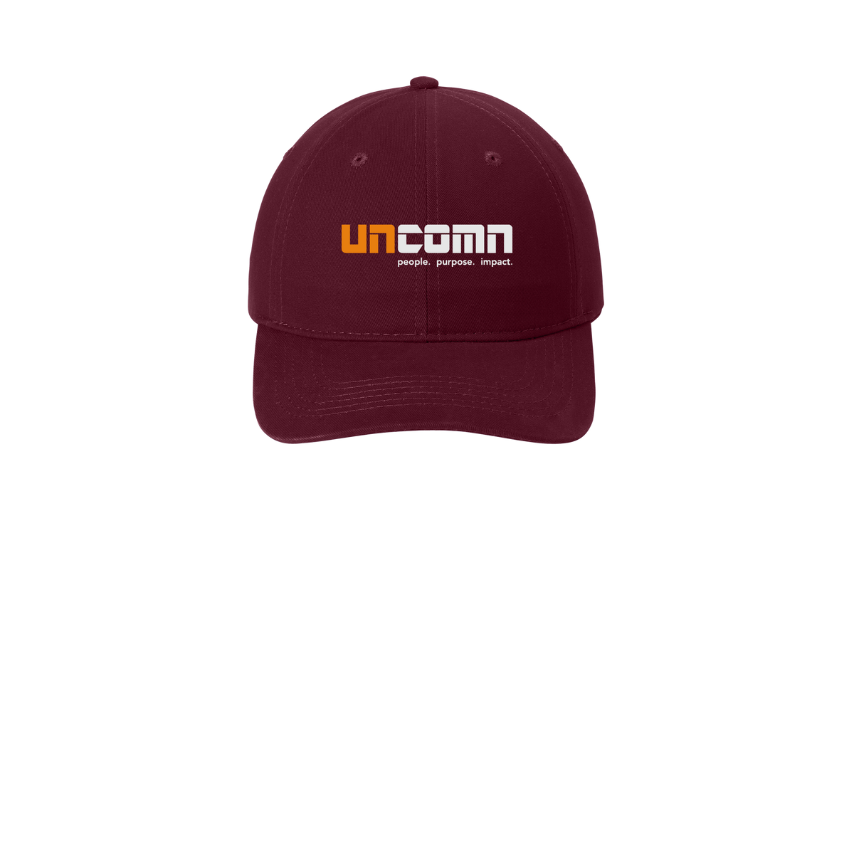 uncomn-low-profile-dad-cap-embroidery-capfront-CP77-maroon-flat-front