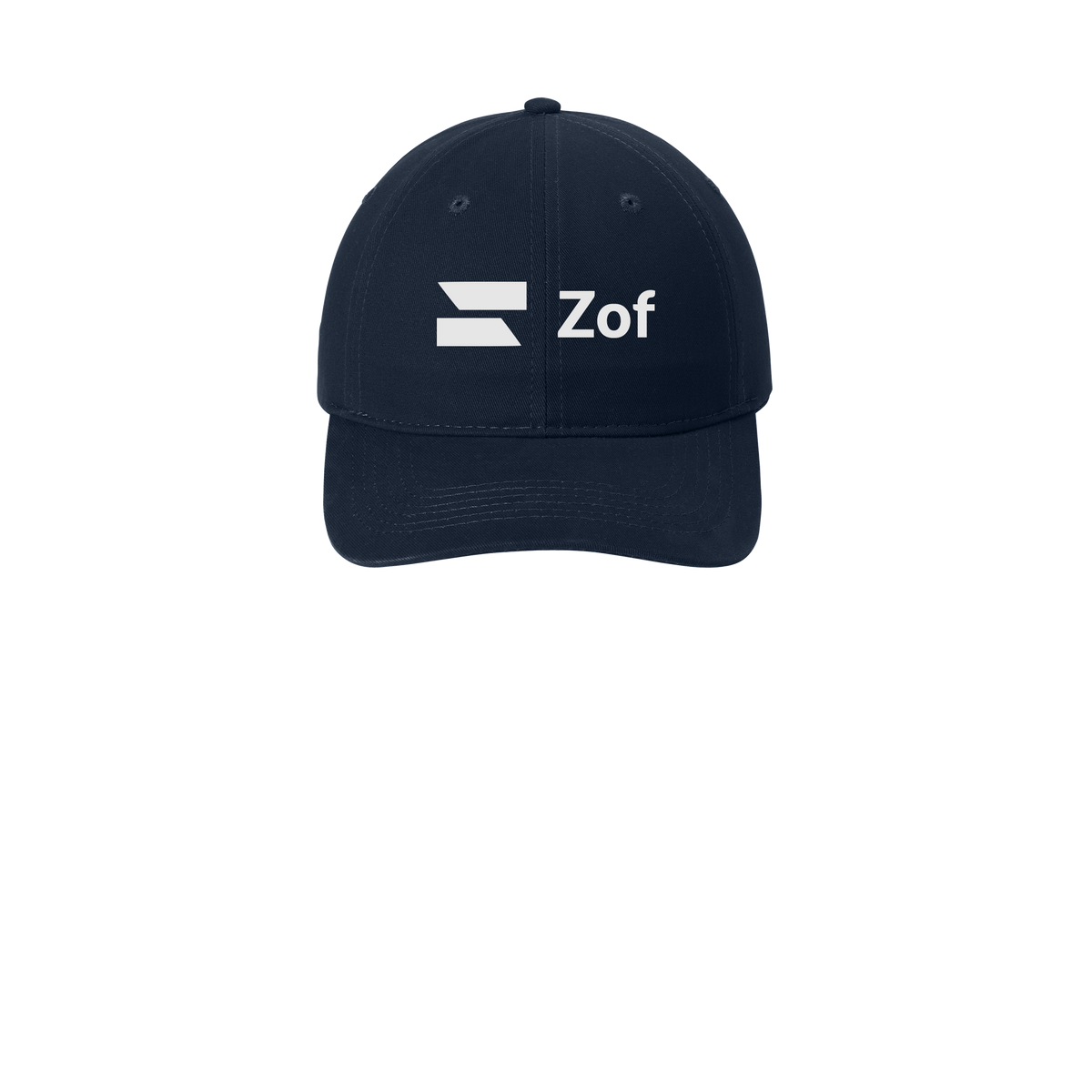 zof-low-profile-dad-cap-embroidery-capfront-CP77-navy-flat-front