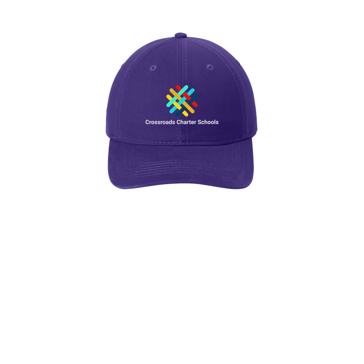 crossroadsschoolskc-low-profile-dad-cap-embroidery-capfront-CP77-purple-flat-front