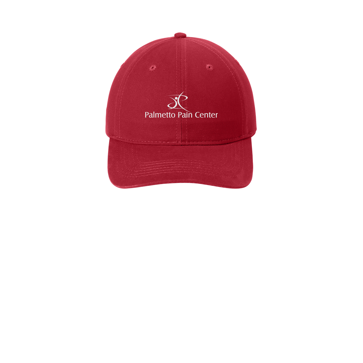 palmetto-pain-center-low-profile-dad-cap-embroidery-capfront-CP77-red-flat-front