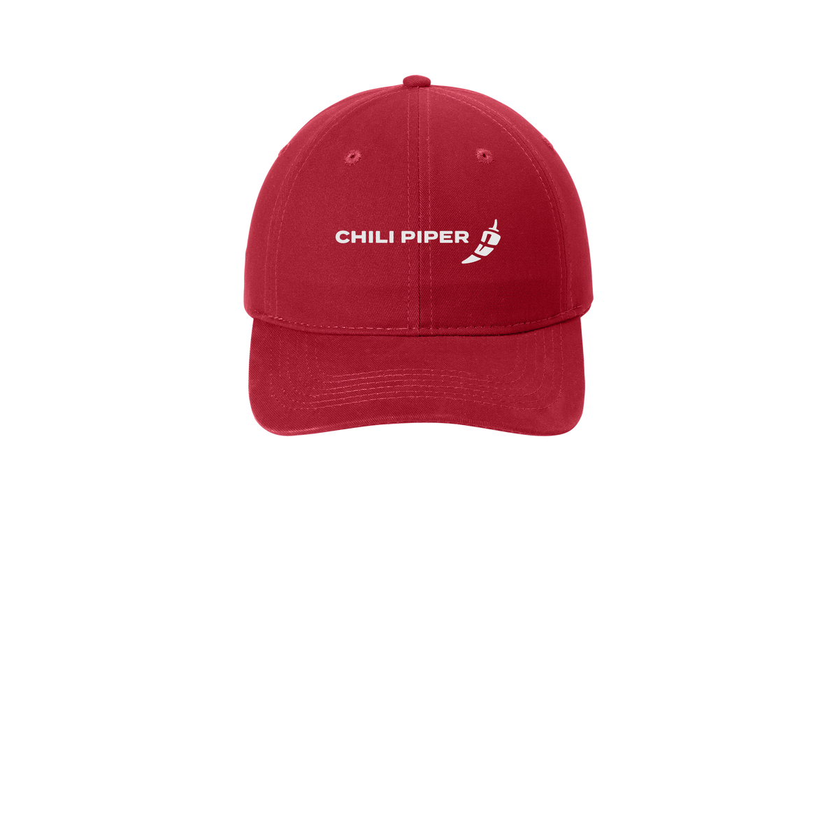 chilipiper-low-profile-dad-cap-embroidery-capfront-CP77-red-flat-front