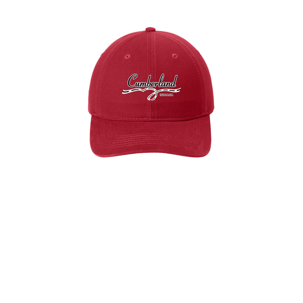 cumberland-low-profile-dad-cap-embroidery-capfront-CP77-red-flat-front