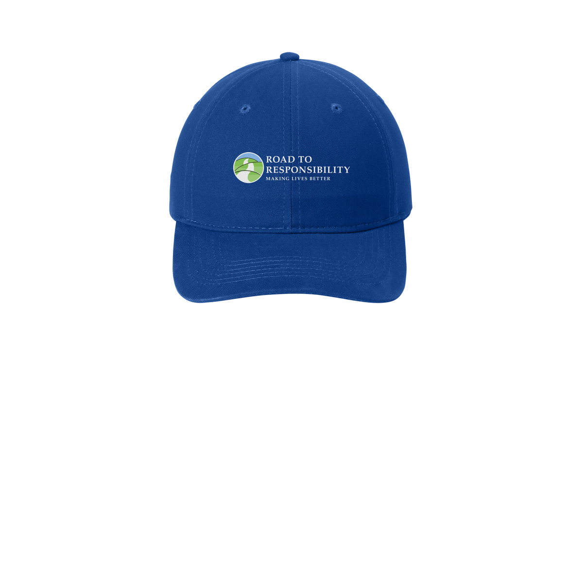 roadtoresponsibility-low-profile-dad-cap-embroidery-capfront-CP77-royal-flat-front