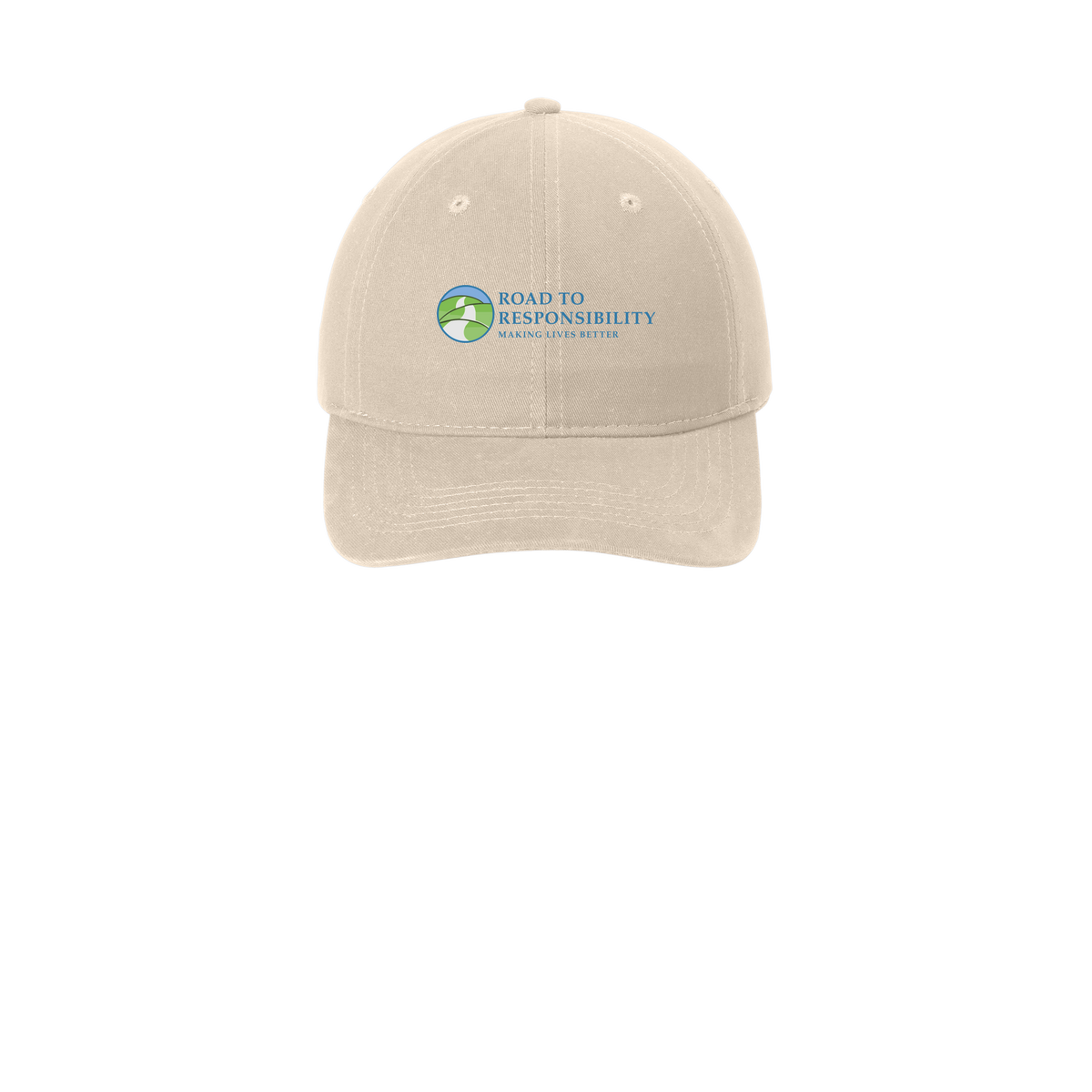 roadtoresponsibility-low-profile-dad-cap-embroidery-capfront-CP77-stone-flat-front