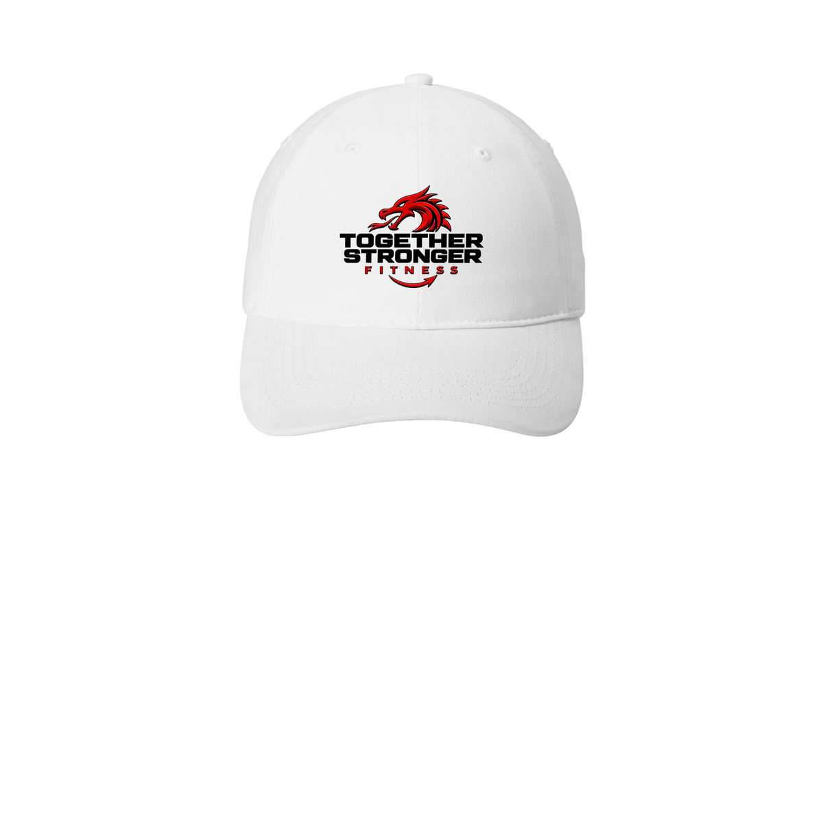 togetherstrongerfitness-low-profile-dad-cap-embroidery-capfront-CP77-white-flat-front