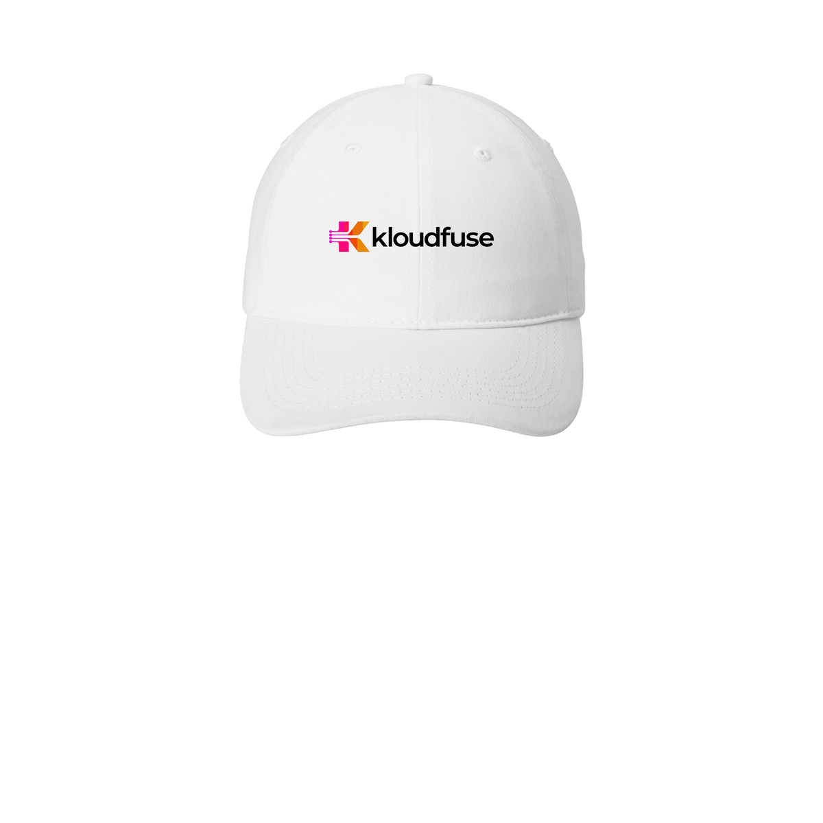 kloudfuse-low-profile-dad-cap-embroidery-capfront-CP77-white-flat-front