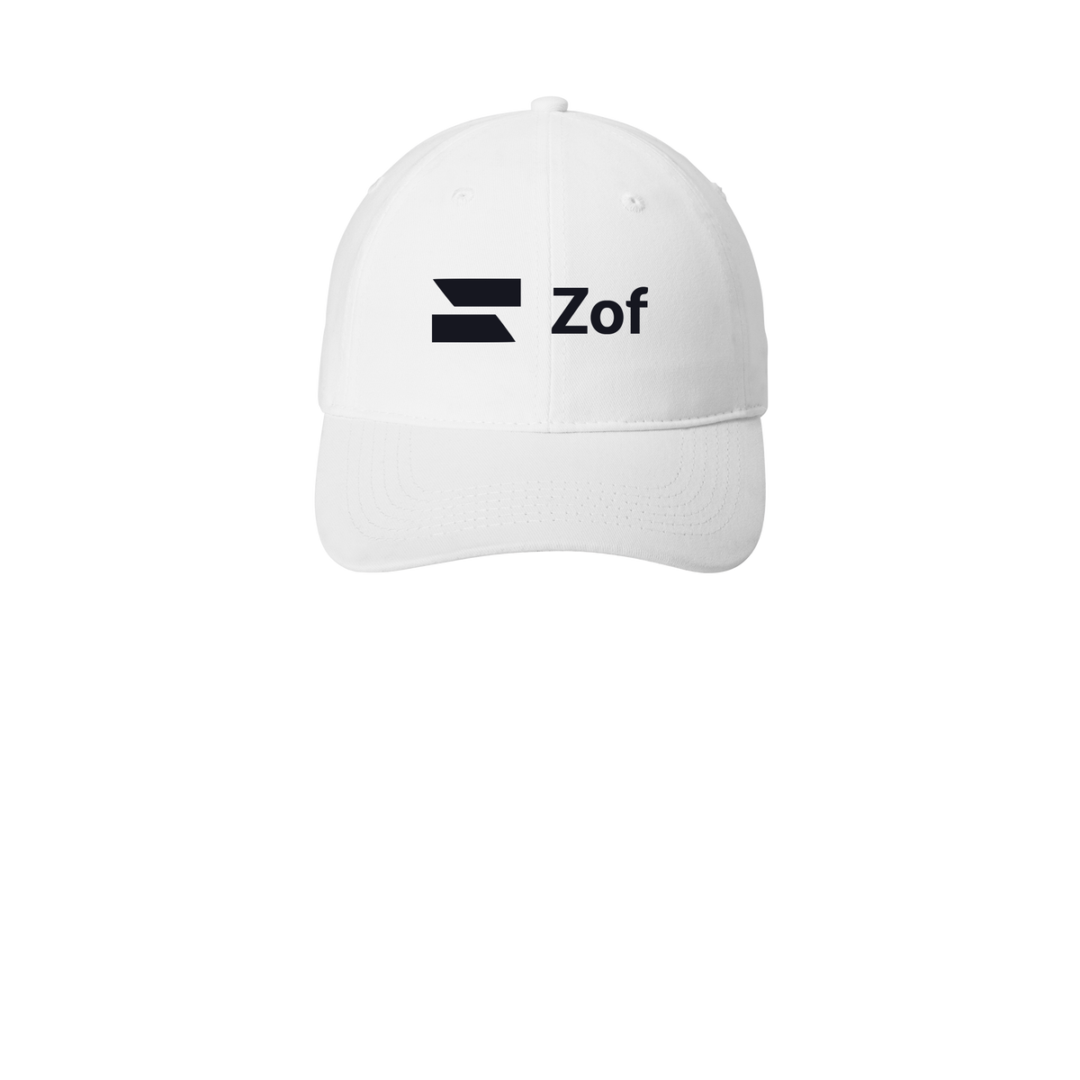 zof-low-profile-dad-cap-embroidery-capfront-CP77-white-flat-front