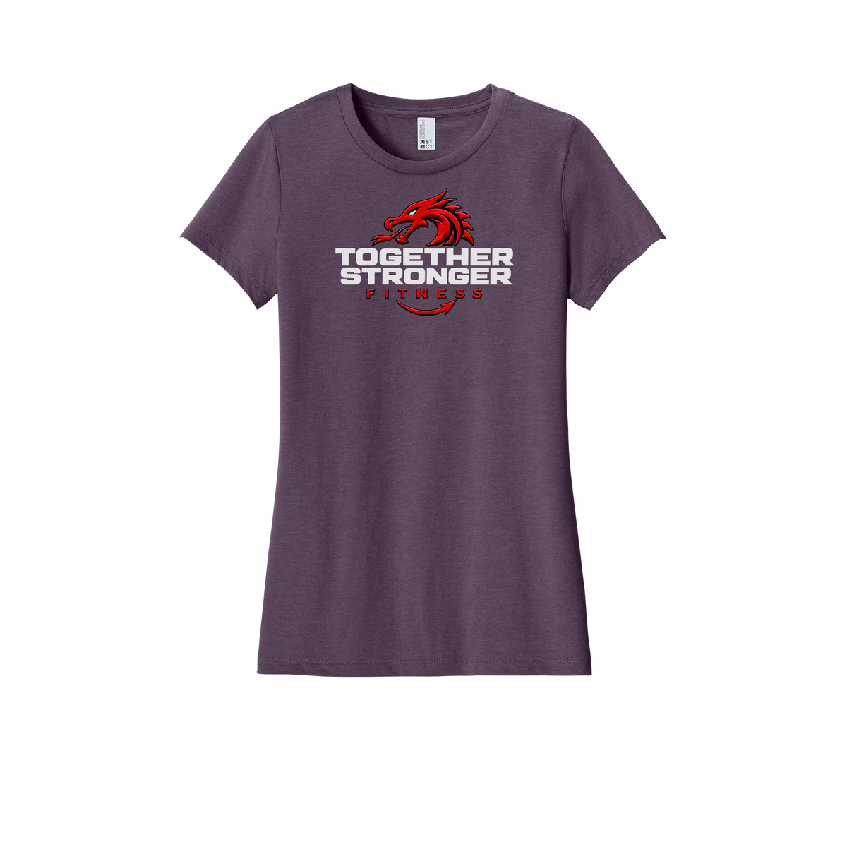 togetherstrongerfitness-district-womens-perfect-blend-tee-dtf-front-DM108L-heatheredeggplant-flat-front