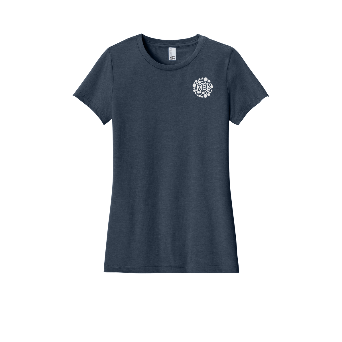 microbiomelabs-district-womens-perfect-blend-tee-dtf-leftchest-DM108L-heatherednavy-flat-front