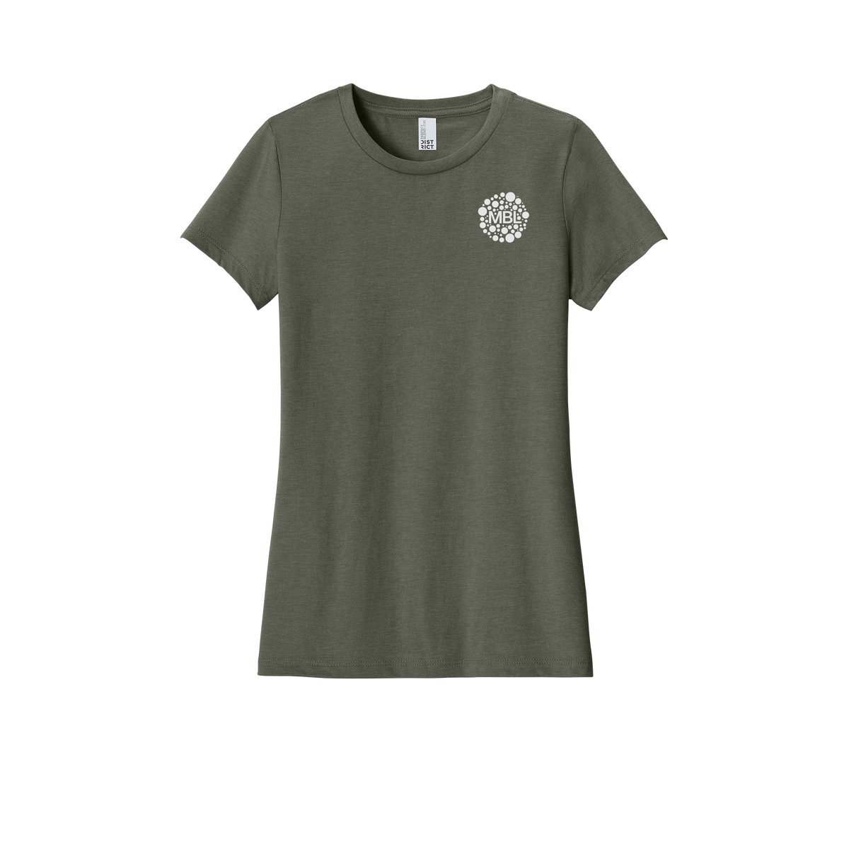 microbiomelabs-district-womens-perfect-blend-tee-dtf-leftchest-DM108L-heatheredolive-flat-front