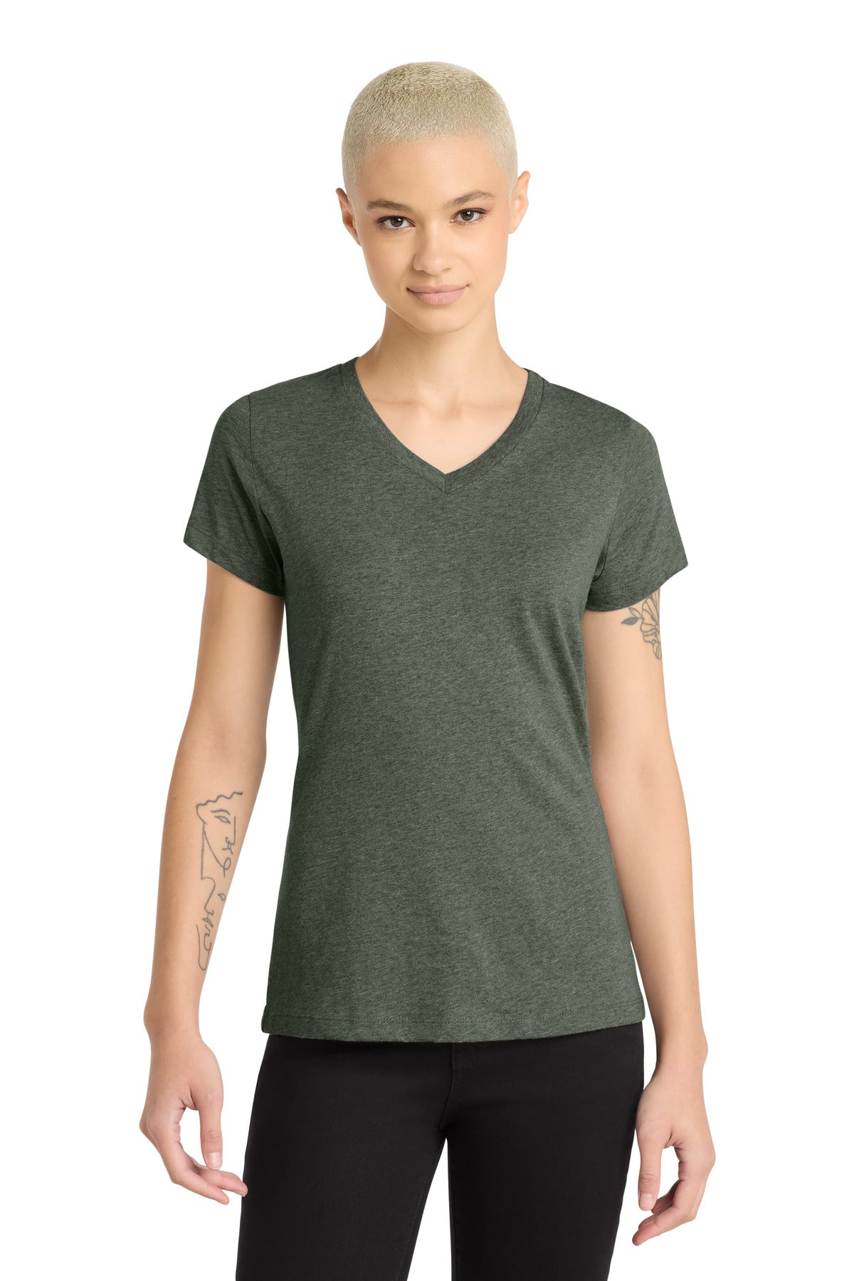 District® Women's Perfect Blend® CVC V-Neck Tee. DM1190L