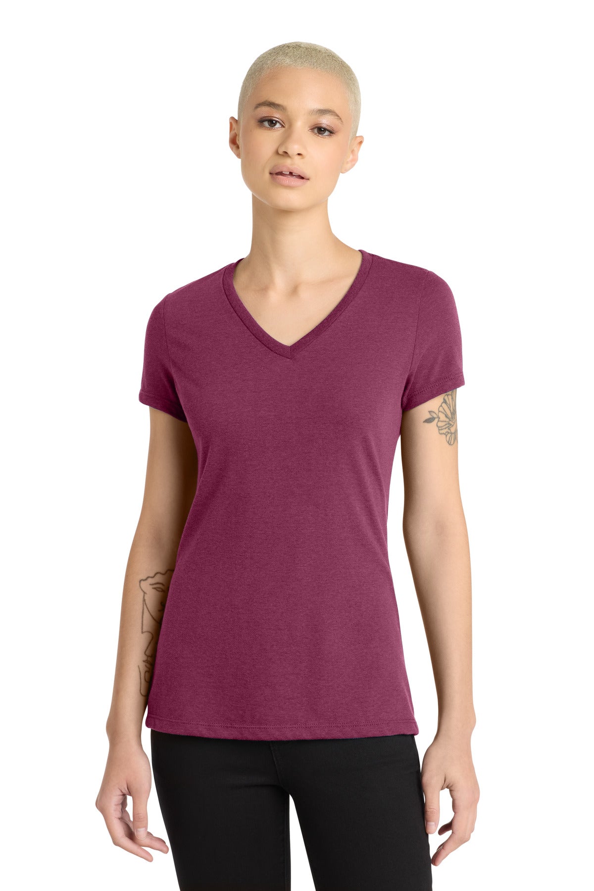 District® Women's Perfect Blend® CVC V-Neck Tee. DM1190L