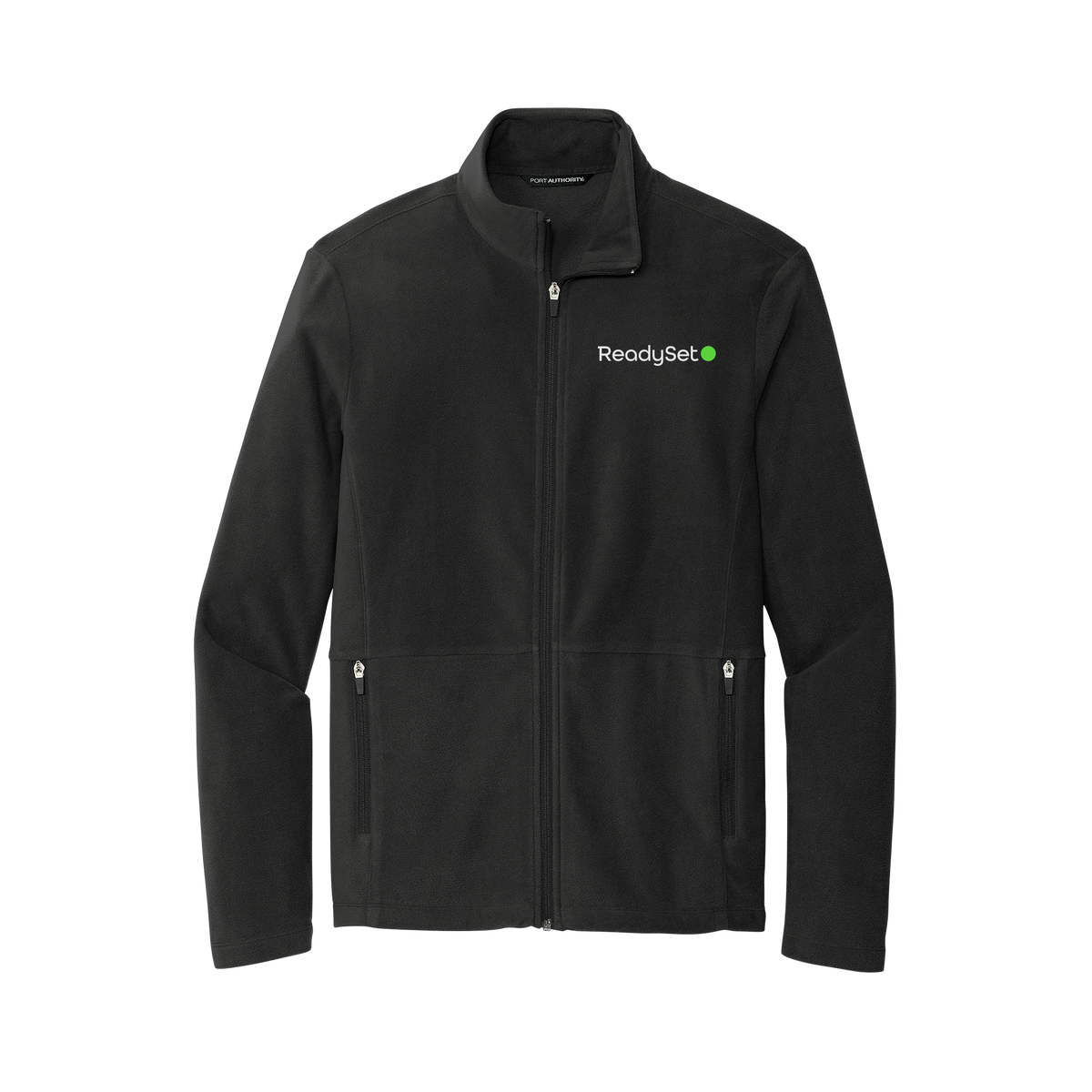 readysetsurgical-mens-pro-microfleece-jacket-embroidery-leftchest-F151-black-flat-front