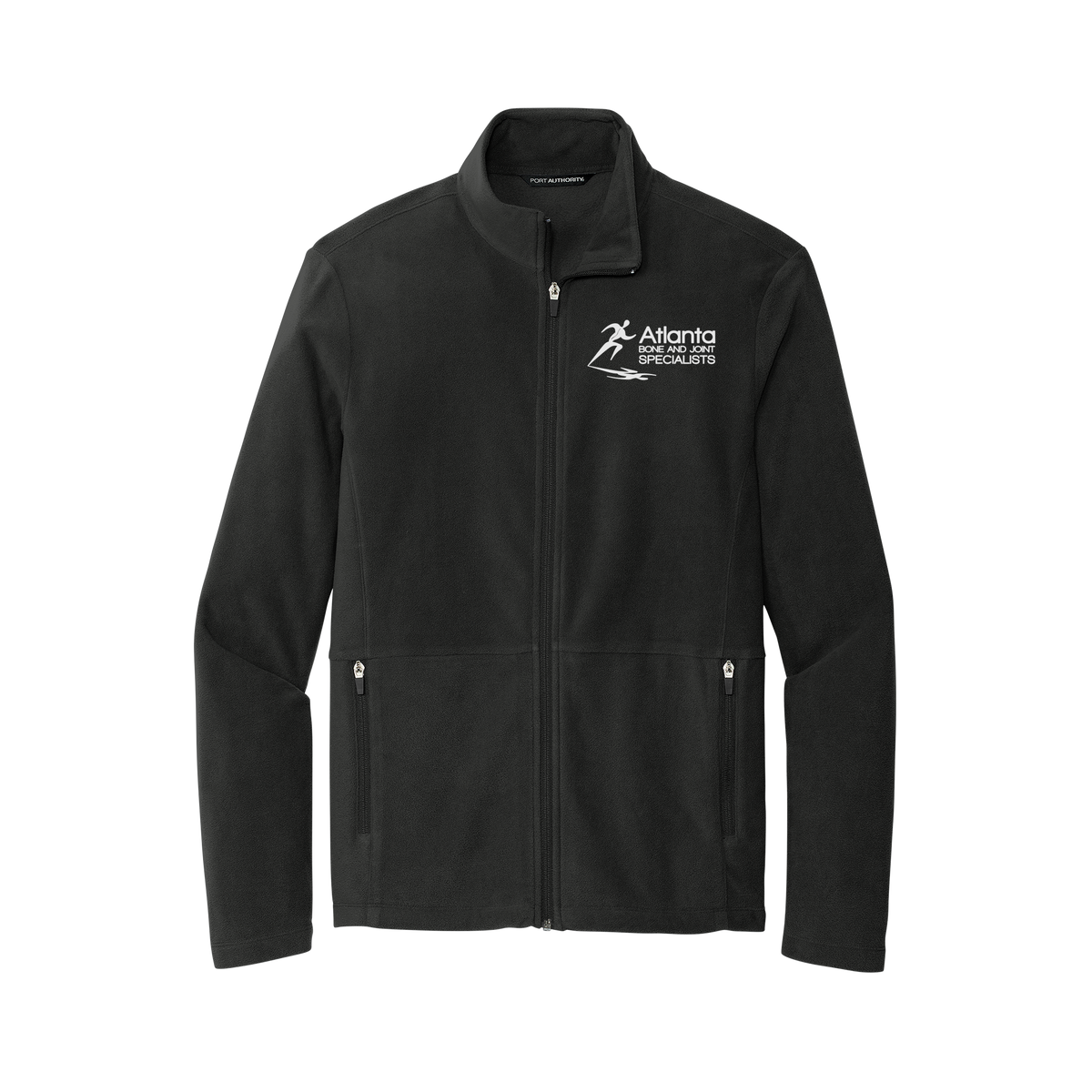 atlantaboneandjoint-mens-pro-microfleece-jacket-embroidery-leftchest-F151-black-flat-front