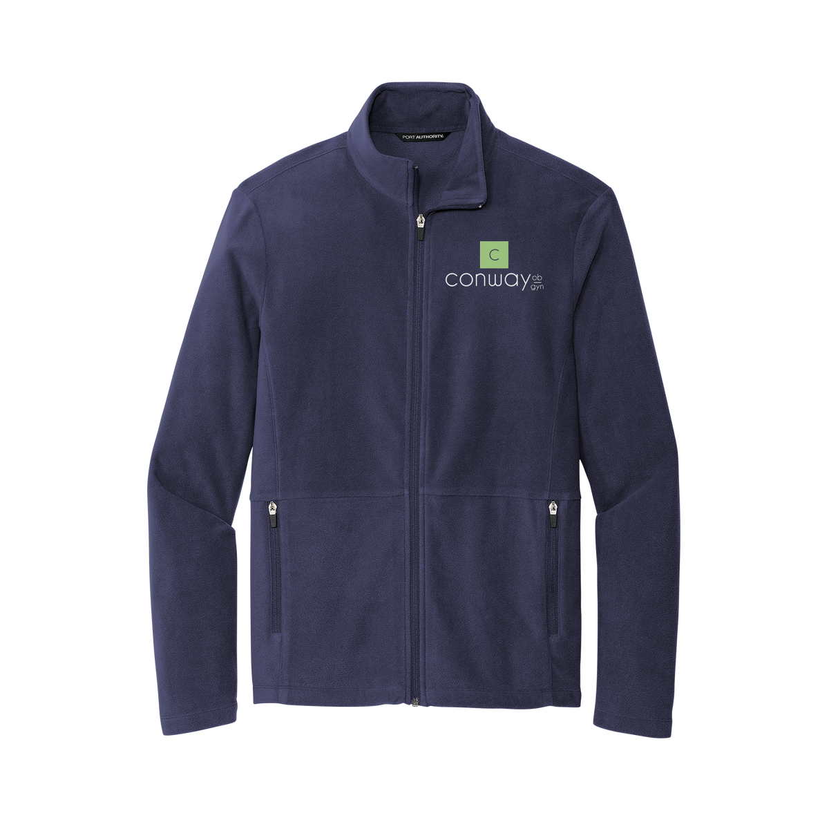 conwayobgyn-mens-pro-microfleece-jacket-embroidery-leftchest-F151-navy-flat-front