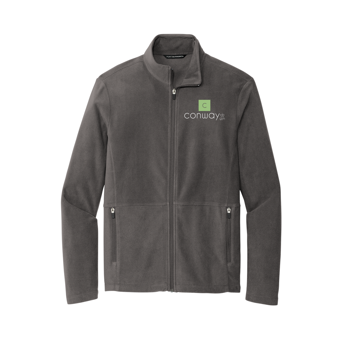 conwayobgyn-mens-pro-microfleece-jacket-embroidery-leftchest-F151-pewter-flat-front