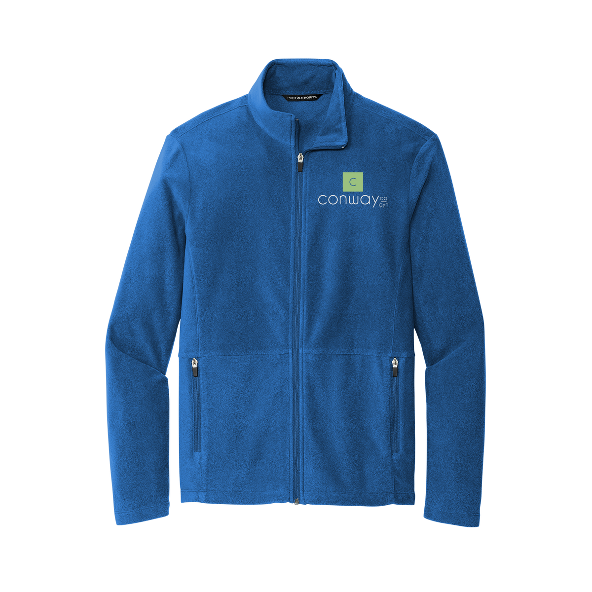 conwayobgyn-mens-pro-microfleece-jacket-embroidery-leftchest-F151-royal-flat-front