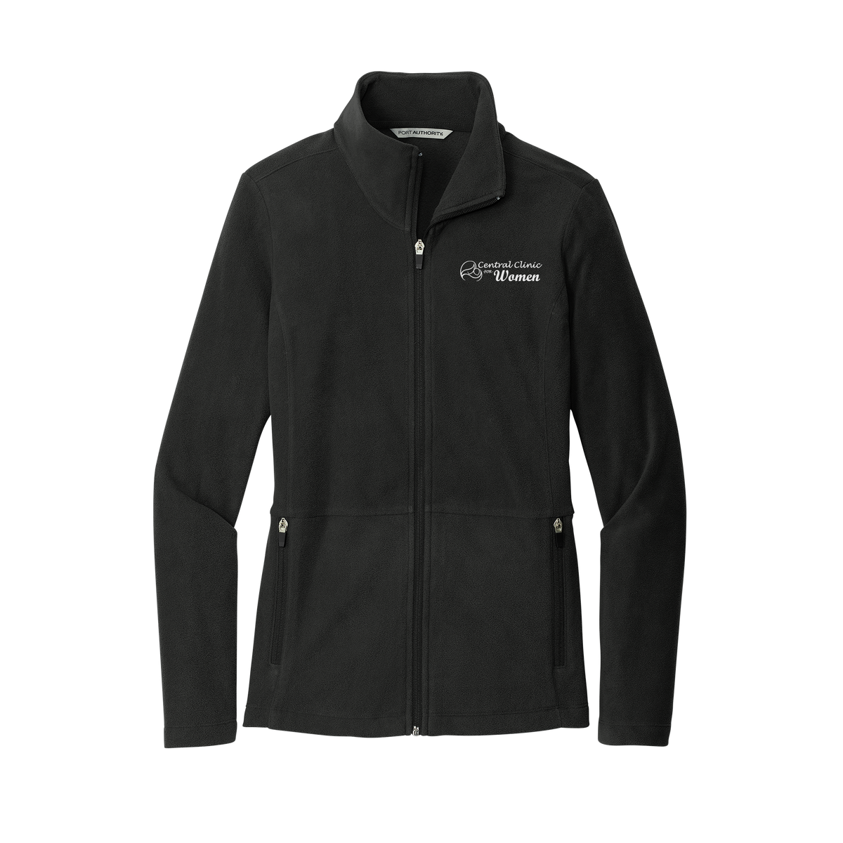 centralclinicforwomen-womens-pro-microfleece-jacket-embroidery-leftchest-L151-black-flat-front