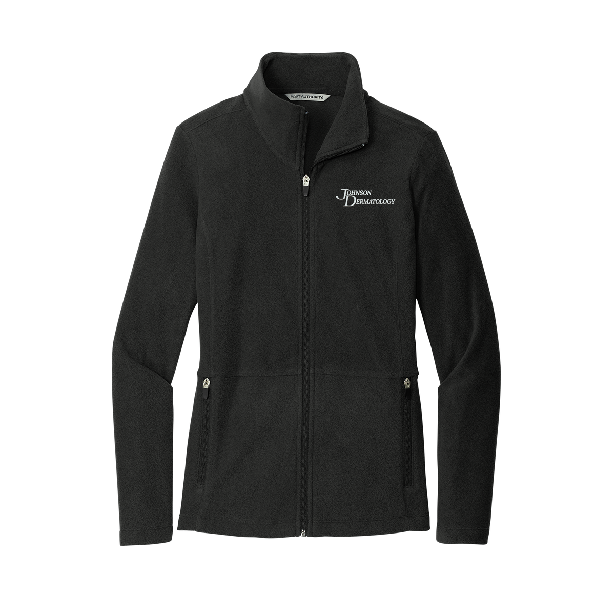johnsondermatology-womens-pro-microfleece-jacket-embroidery-leftchest-L151-black-flat-front