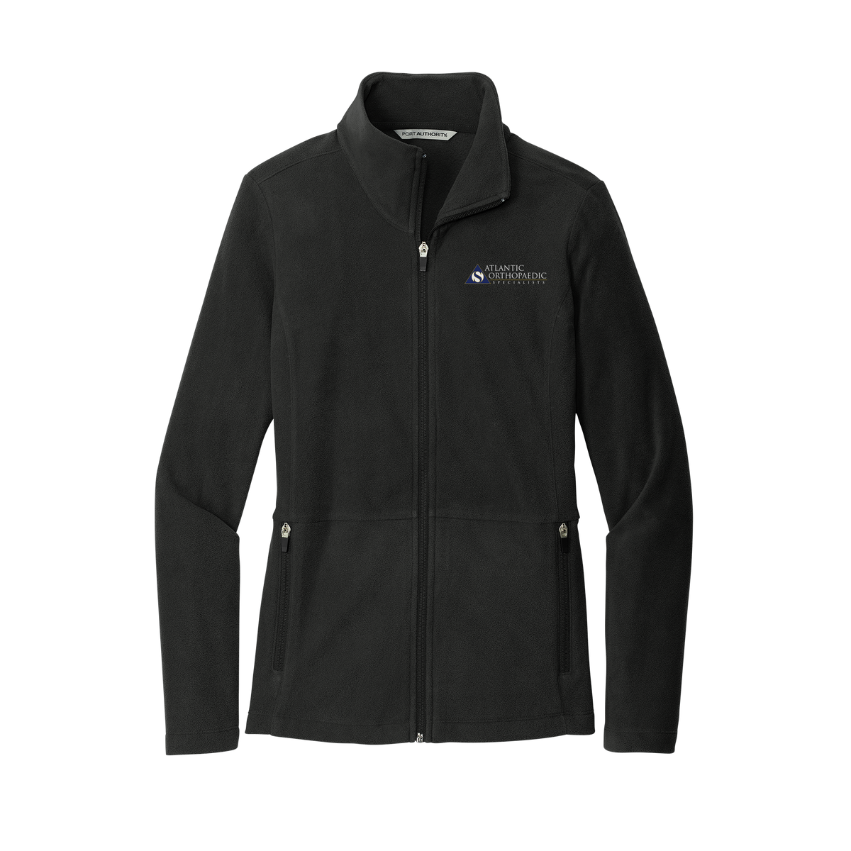 atlanticortho-womens-pro-microfleece-jacket-embroidery-leftchest-L151-black-flat-front