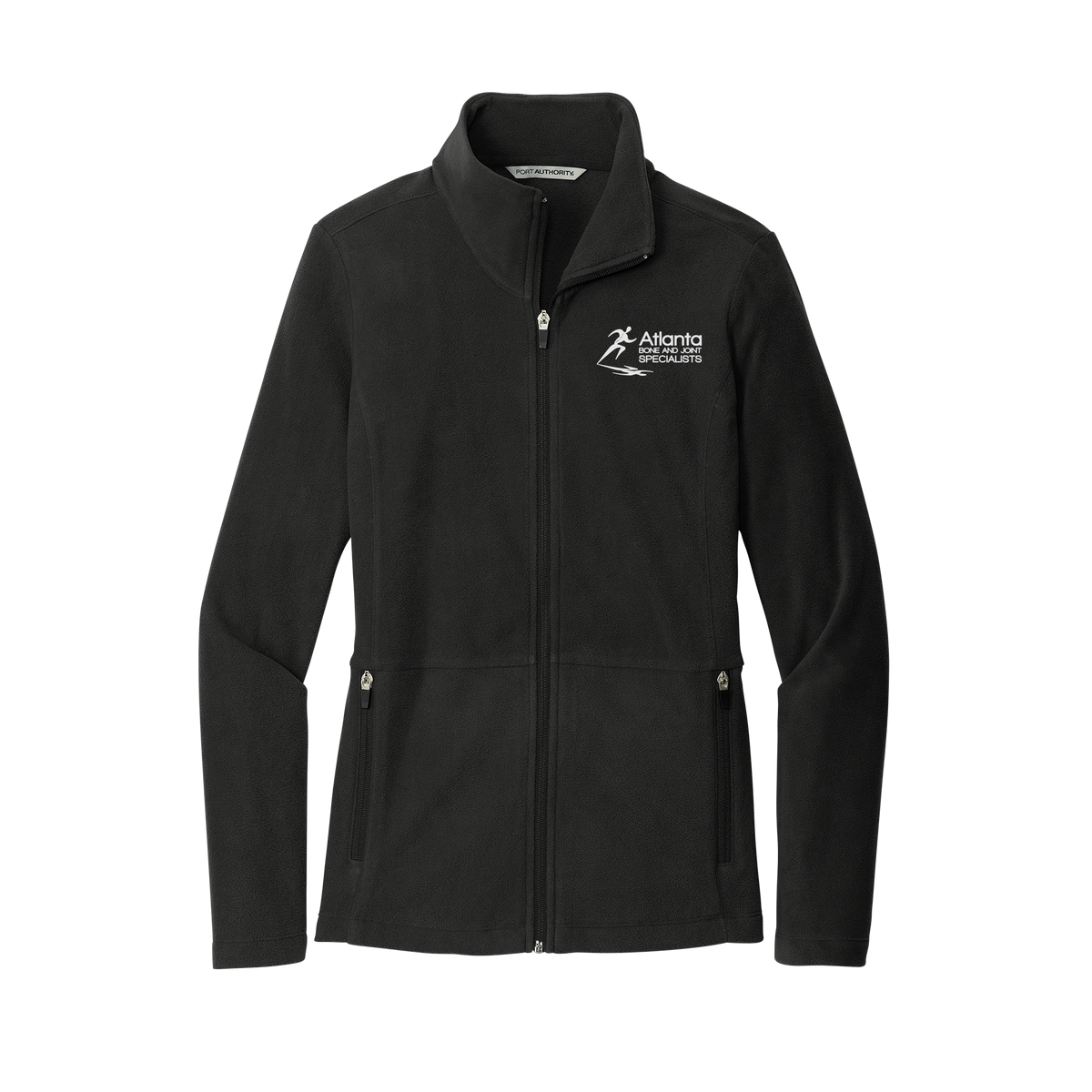 atlantaboneandjoint-womens-pro-microfleece-jacket-embroidery-leftchest-L151-black-flat-front