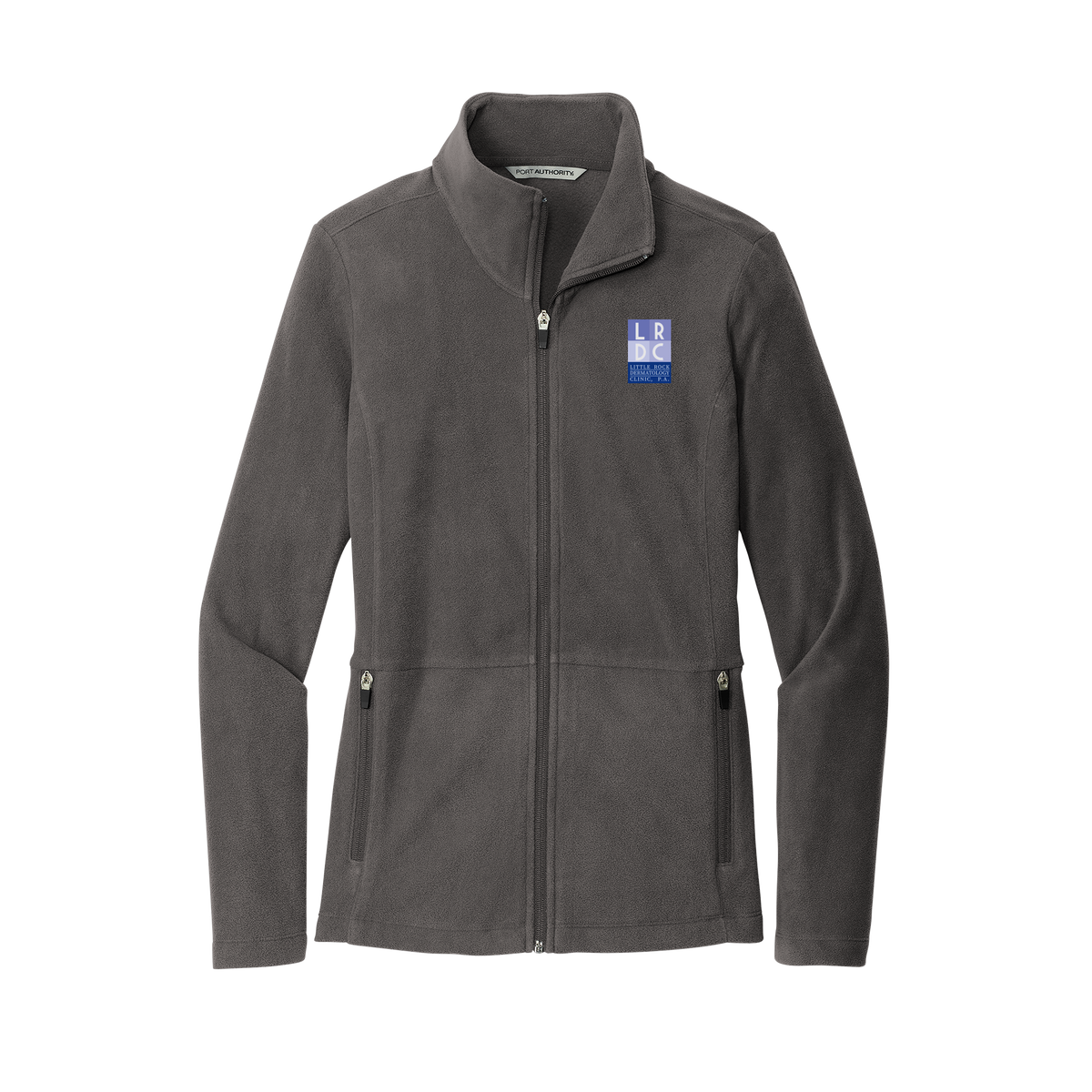 littlerockdermatology-womens-pro-microfleece-jacket-embroidery-leftchest-L151-pewter-flat-front