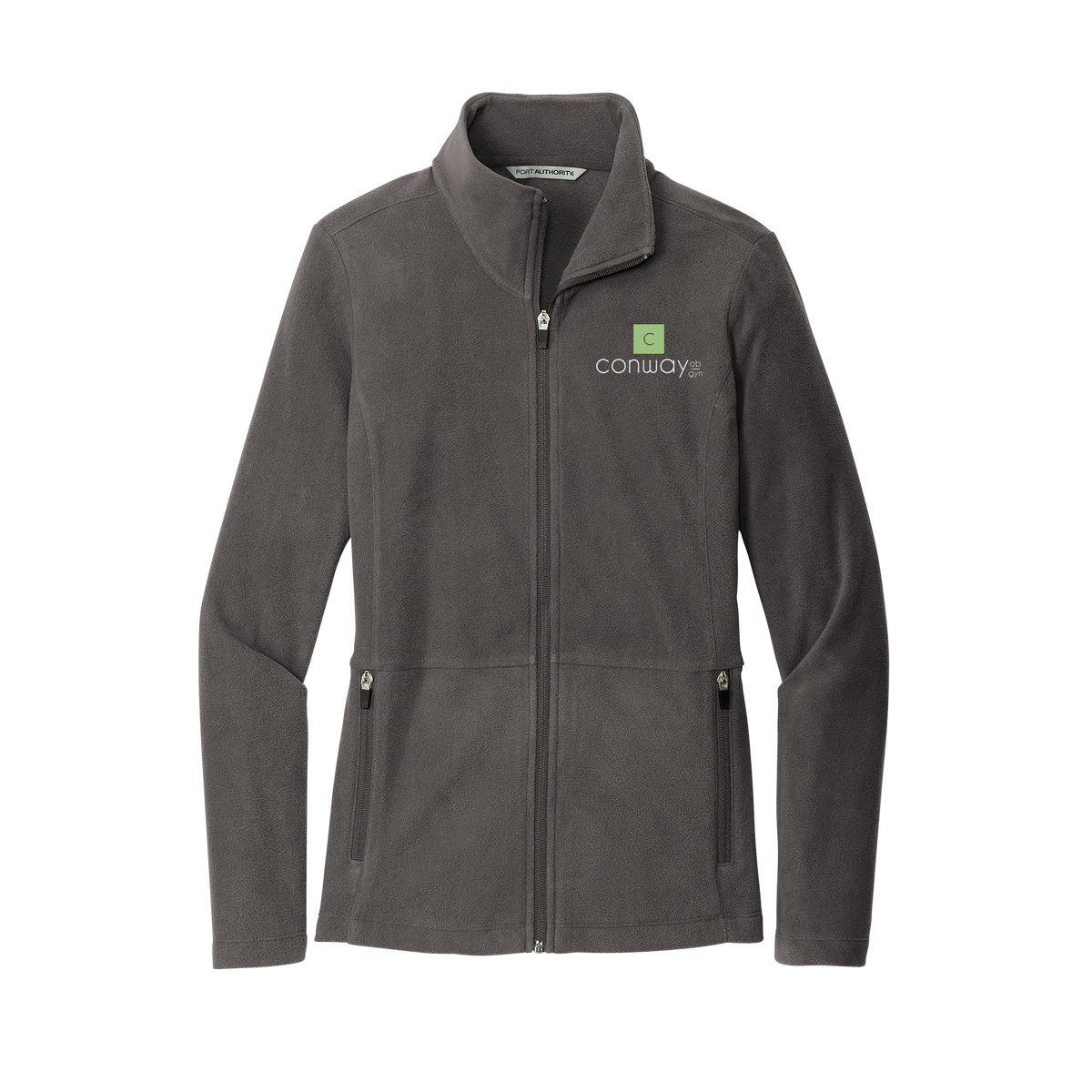 conwayobgyn-womens-pro-microfleece-jacket-embroidery-leftchest-L151-pewter-flat-front