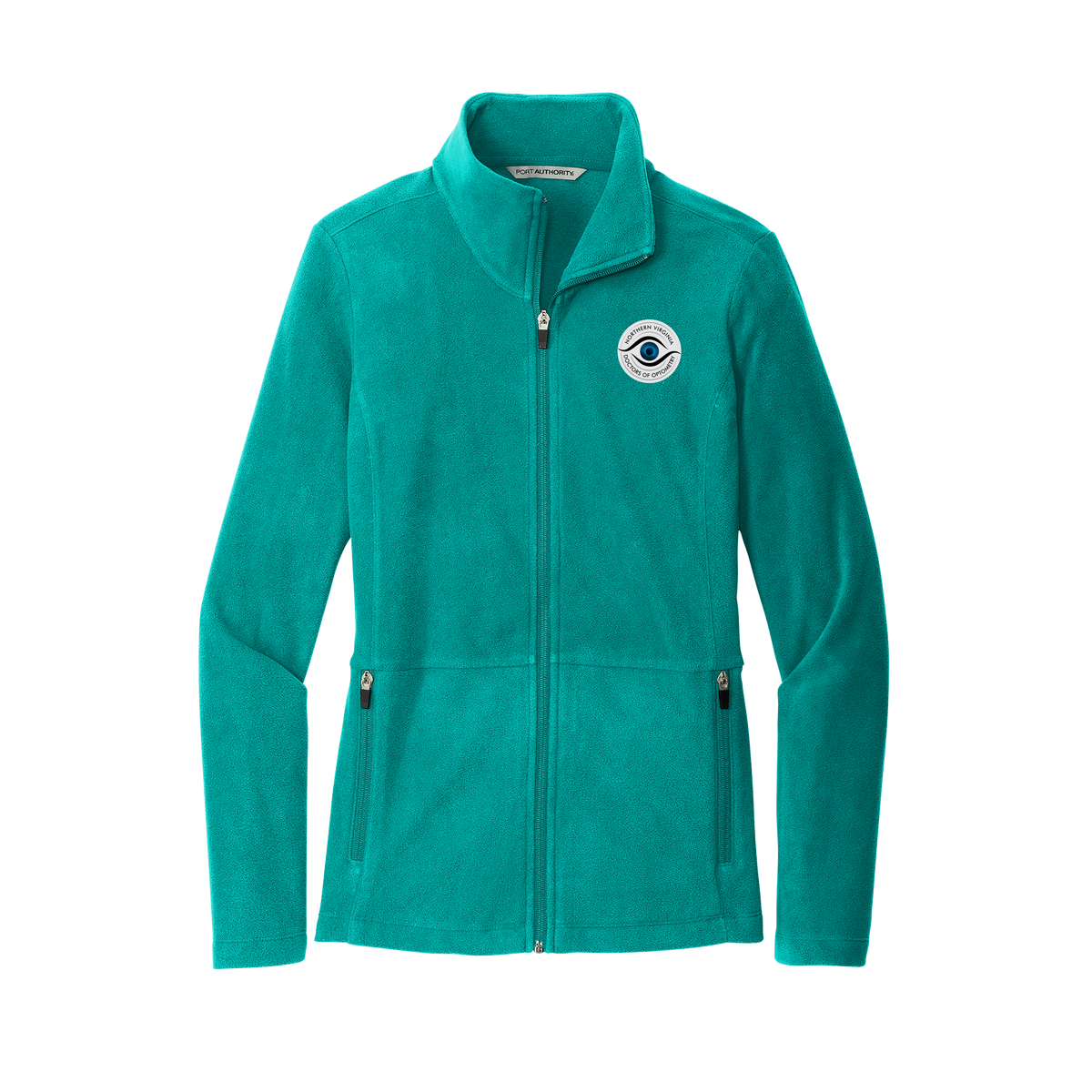 novaeyedocs-womens-pro-microfleece-jacket-embroidery-leftchest-L151-tealblue-flat-front