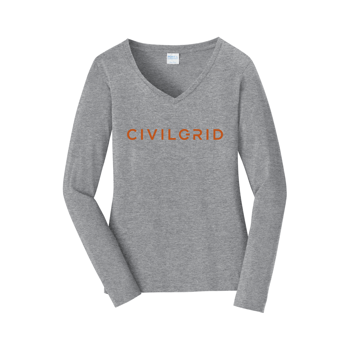 civilgrid-womens-long-sleeve-v-neck-dtf-front-LPC450VLS-athleticheather-flat-front