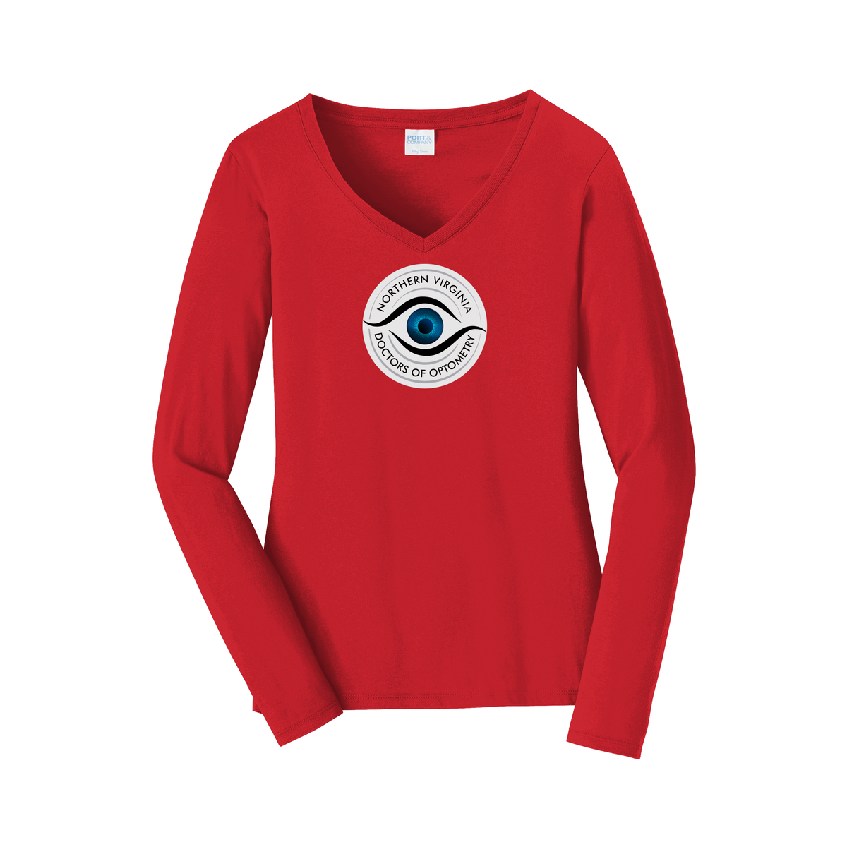 novaeyedocs-womens-long-sleeve-v-neck-dtf-front-LPC450VLS-brightred-flat-front