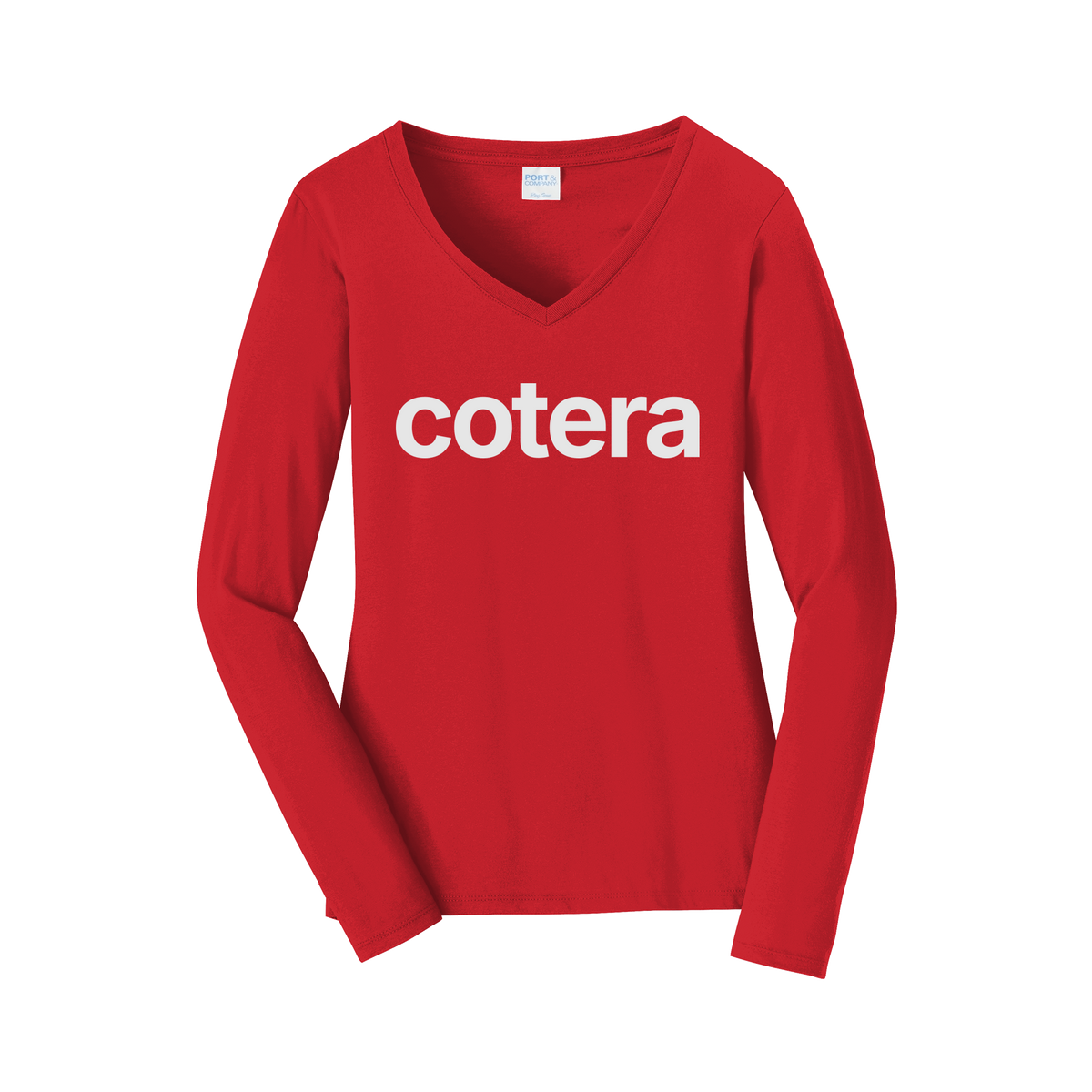 cotera-womens-long-sleeve-v-neck-dtf-front-LPC450VLS-brightred-flat-front