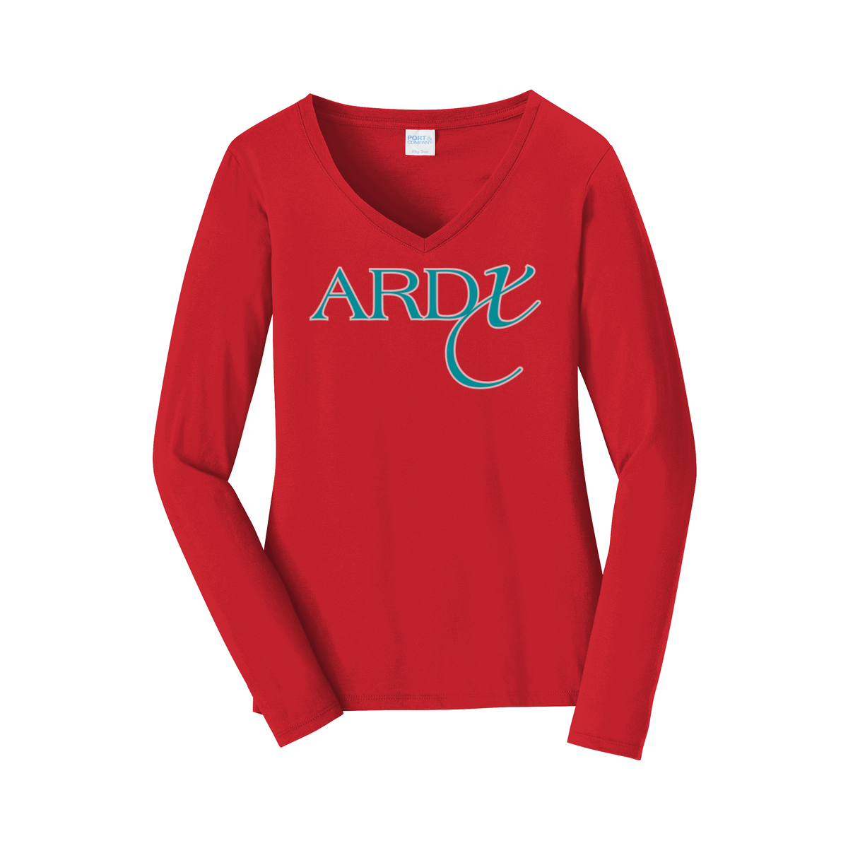 ardx-womens-long-sleeve-v-neck-dtf-front-LPC450VLS-brightred-flat-front