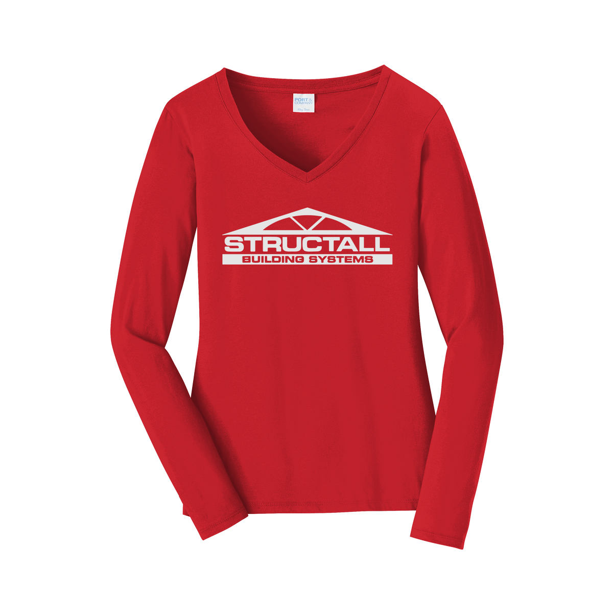 structall-womens-long-sleeve-v-neck-dtf-front-LPC450VLS-brightred-flat-front