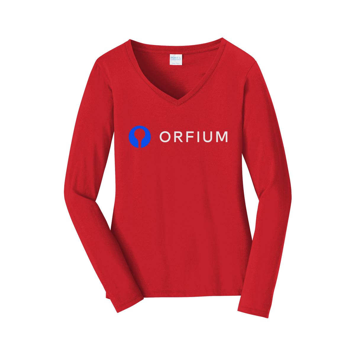 orfium-womens-long-sleeve-v-neck-dtf-front-LPC450VLS-brightred-flat-front