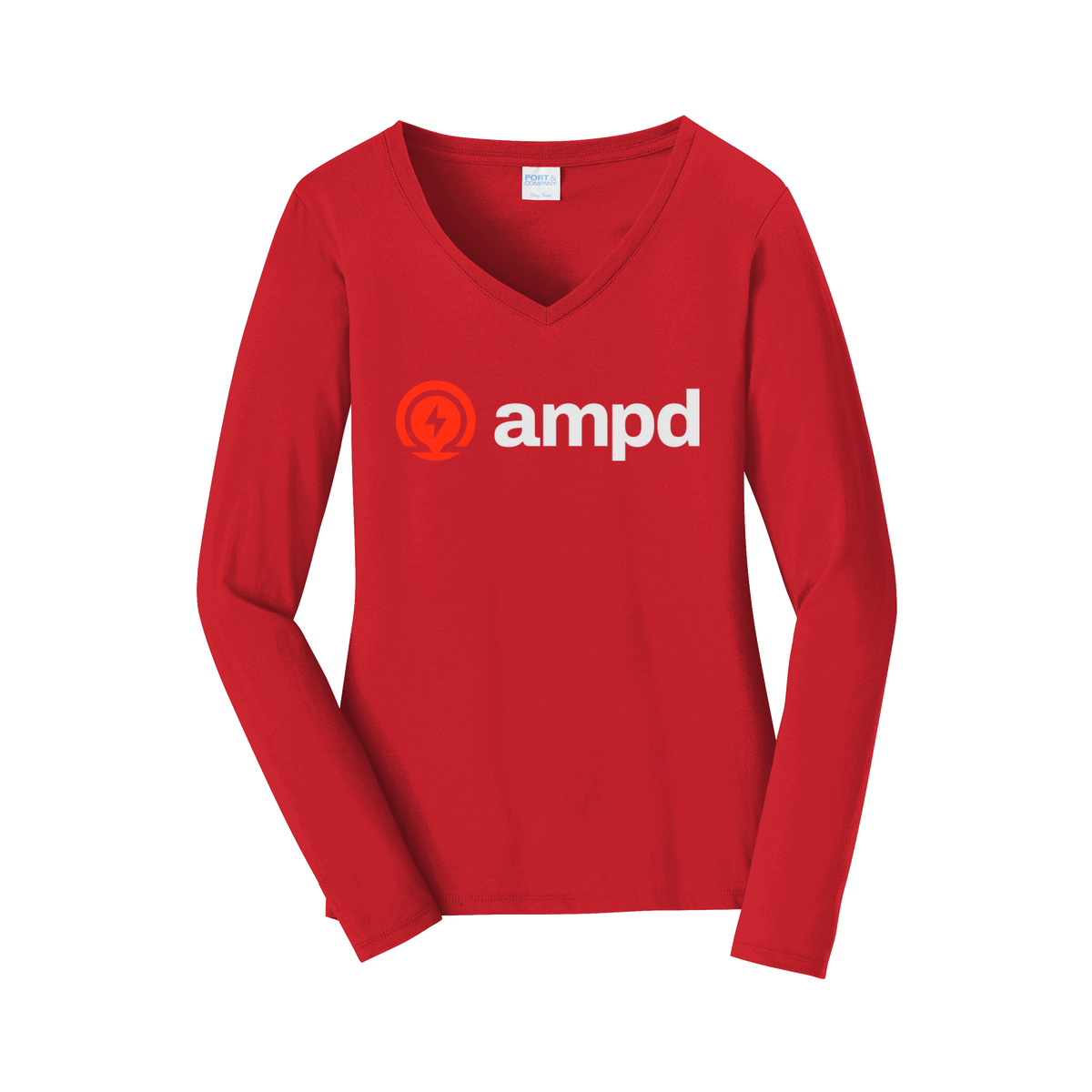 ampd-womens-long-sleeve-v-neck-dtf-front-LPC450VLS-brightred-flat-front