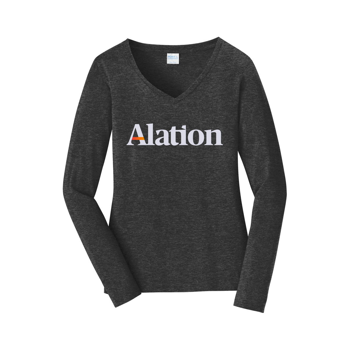 alation-womens-long-sleeve-v-neck-dtf-front-LPC450VLS-darkheathergrey-flat-front