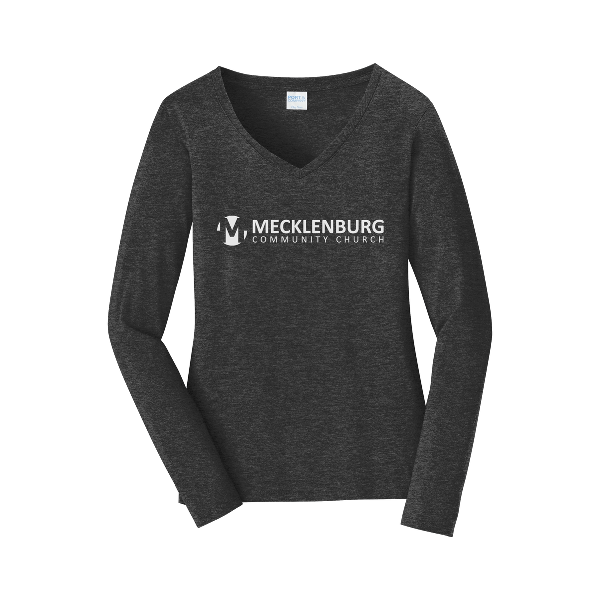 mecklenburg-womens-long-sleeve-v-neck-dtf-front-LPC450VLS-darkheathergrey-flat-front