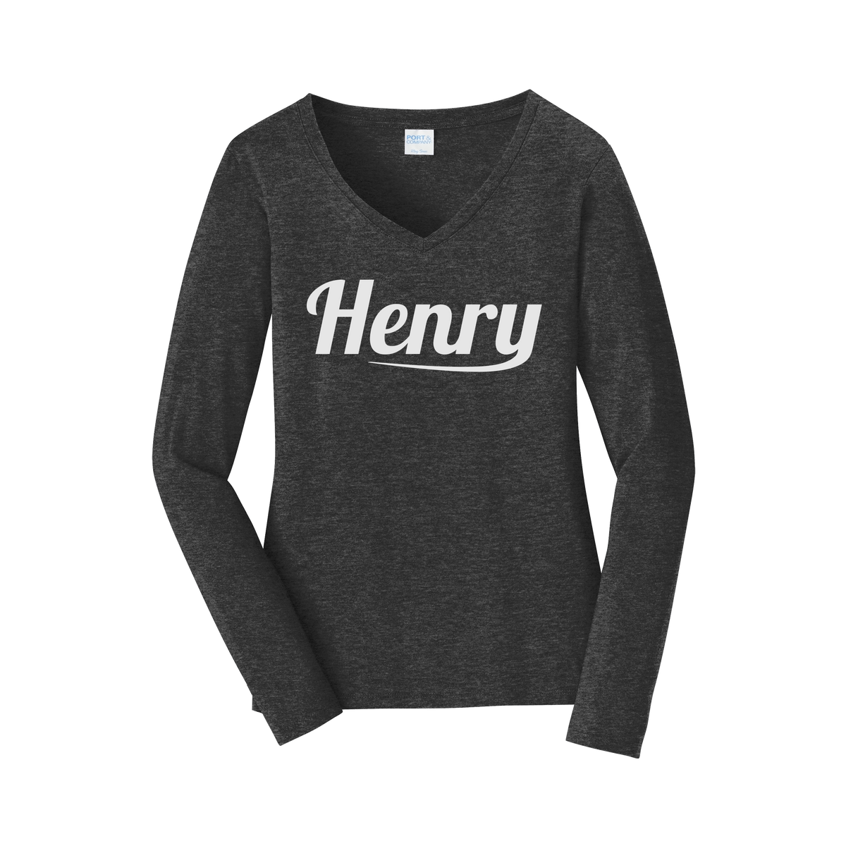 henrymeds-womens-long-sleeve-v-neck-dtf-front-LPC450VLS-darkheathergrey-flat-front