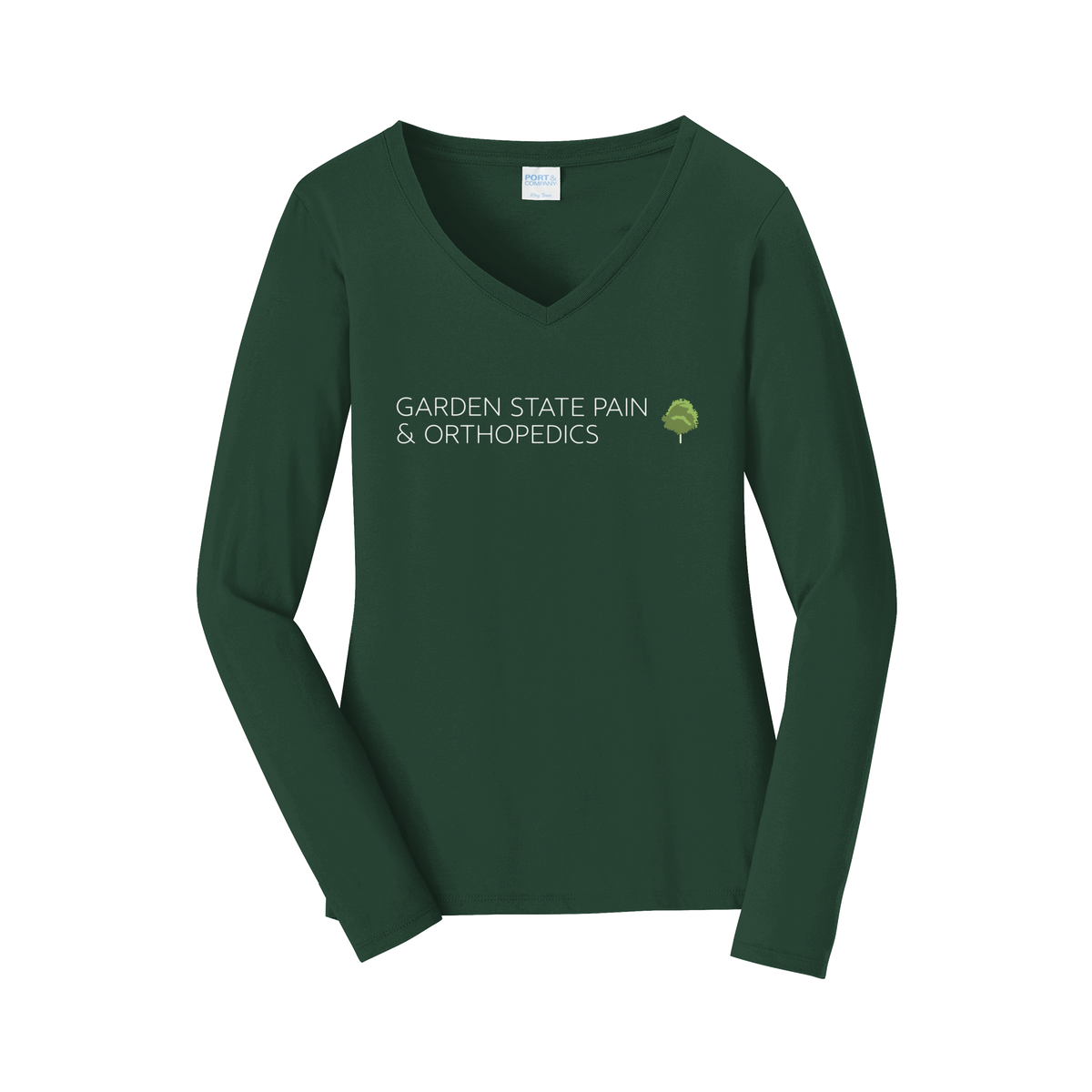 gardenstatepain-womens-long-sleeve-v-neck-dtf-front-LPC450VLS-forestgreen-flat-front