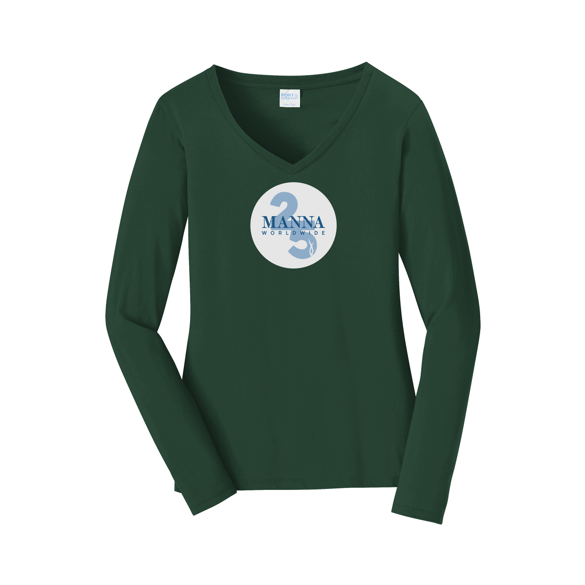 mannaworldwide-womens-long-sleeve-v-neck-dtf-front-LPC450VLS-forestgreen-flat-front