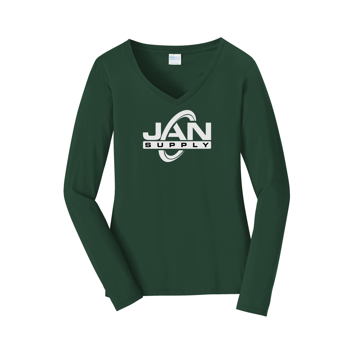 jan-pro-womens-long-sleeve-v-neck-dtf-front-LPC450VLS-forestgreen-flat-front