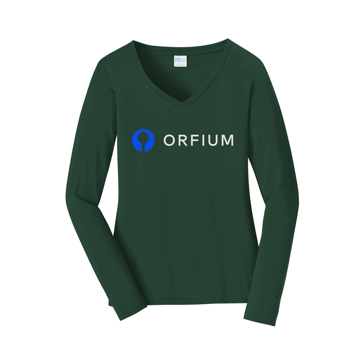 orfium-womens-long-sleeve-v-neck-dtf-front-LPC450VLS-forestgreen-flat-front