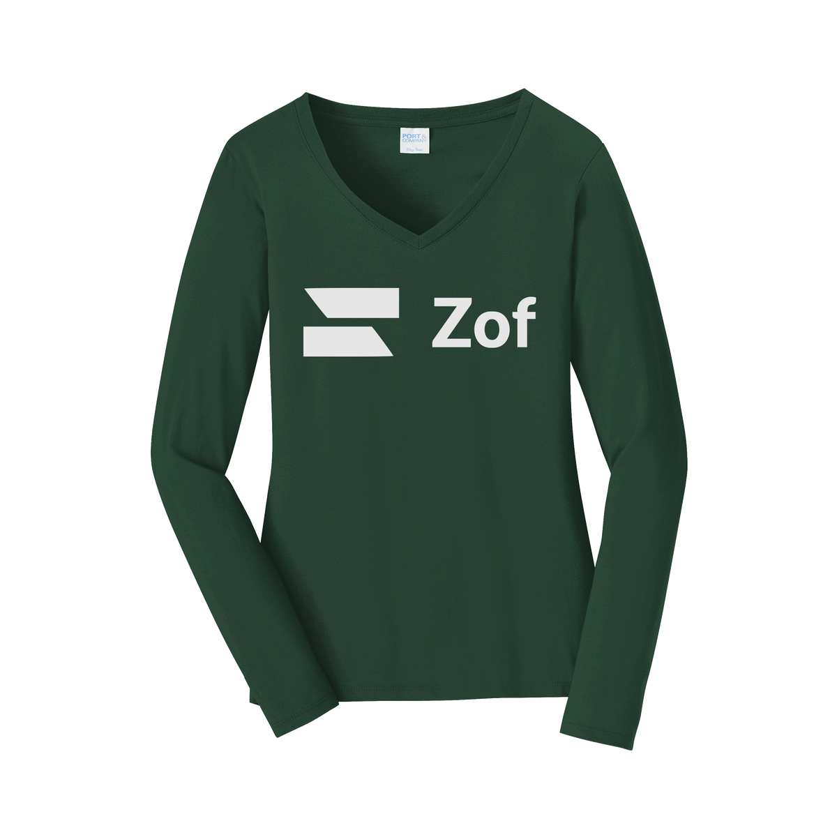 zof-womens-long-sleeve-v-neck-dtf-front-LPC450VLS-forestgreen-flat-front