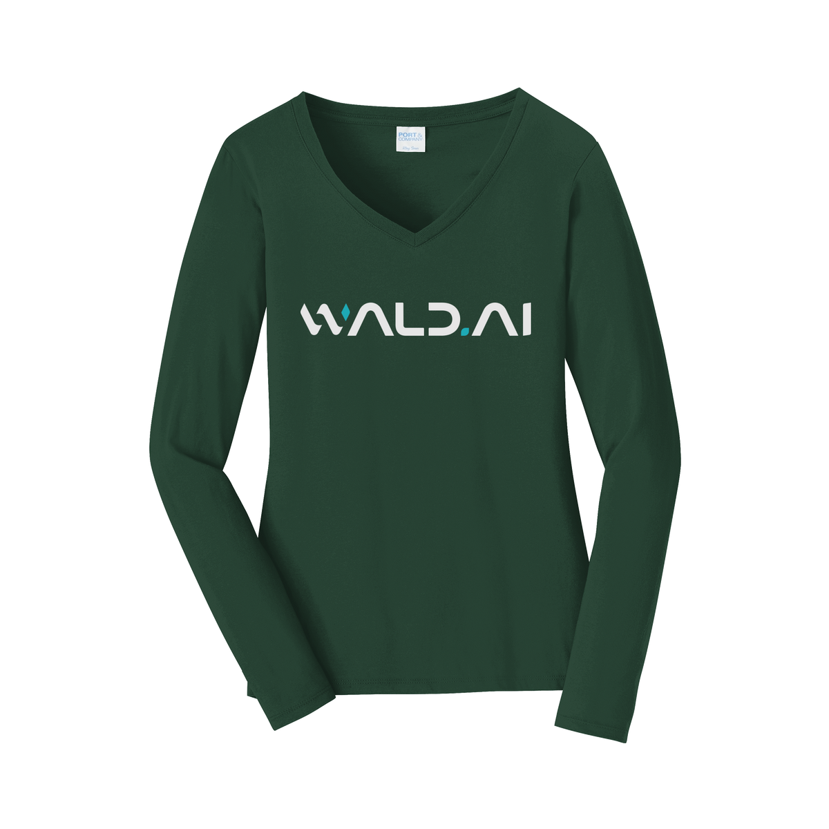 wald-womens-long-sleeve-v-neck-dtf-front-LPC450VLS-forestgreen-flat-front